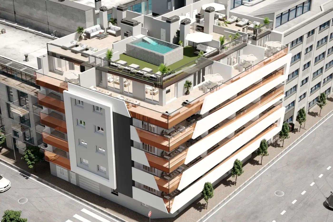 Flotte leiligheter med felles basseng, treningsrom, badstu og sentral beliggenhet i sentrum av Torrevieja